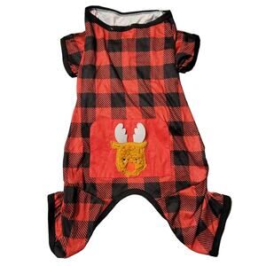 Christmas Dog Pajamas M Reindeer Red Black Buffalo Check 20-50 lb‎ Pet Clothing